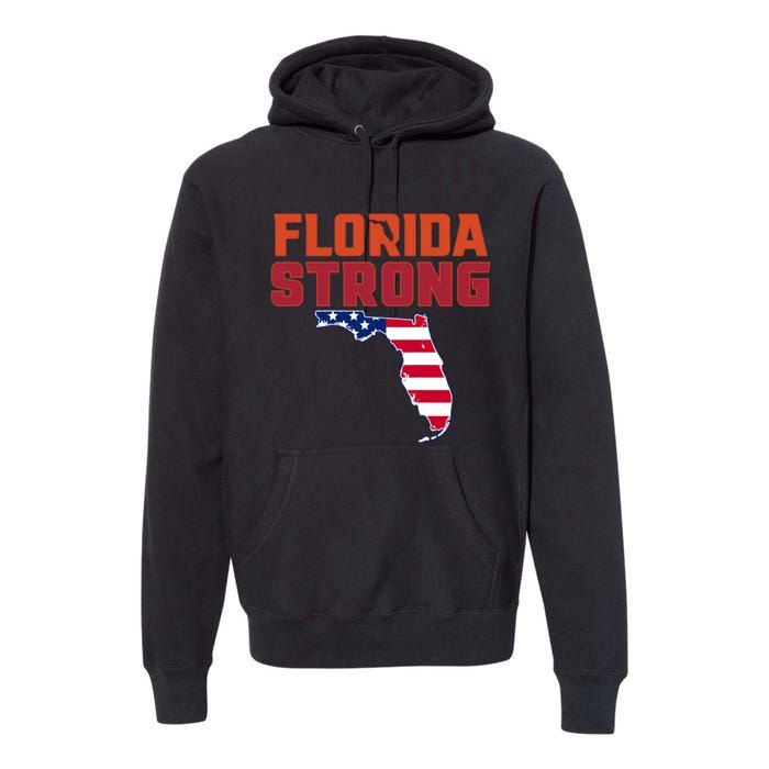 Florida Strong Hurricane Ian Support Florida American Flag Premium Hoodie