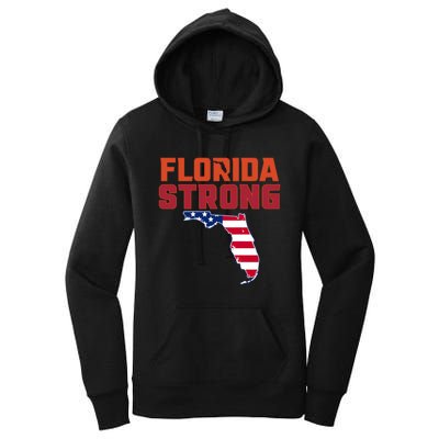 Florida Strong Hurricane Ian Support Florida American Flag Women's Pullover Hoodie