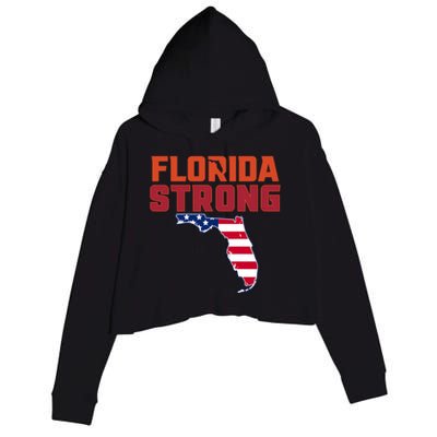 Florida Strong Hurricane Ian Support Florida American Flag Crop Fleece Hoodie