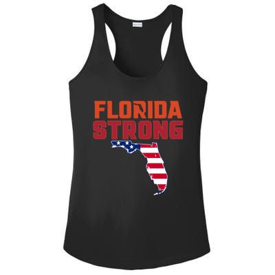 Florida Strong Hurricane Ian Support Florida American Flag Ladies PosiCharge Competitor Racerback Tank