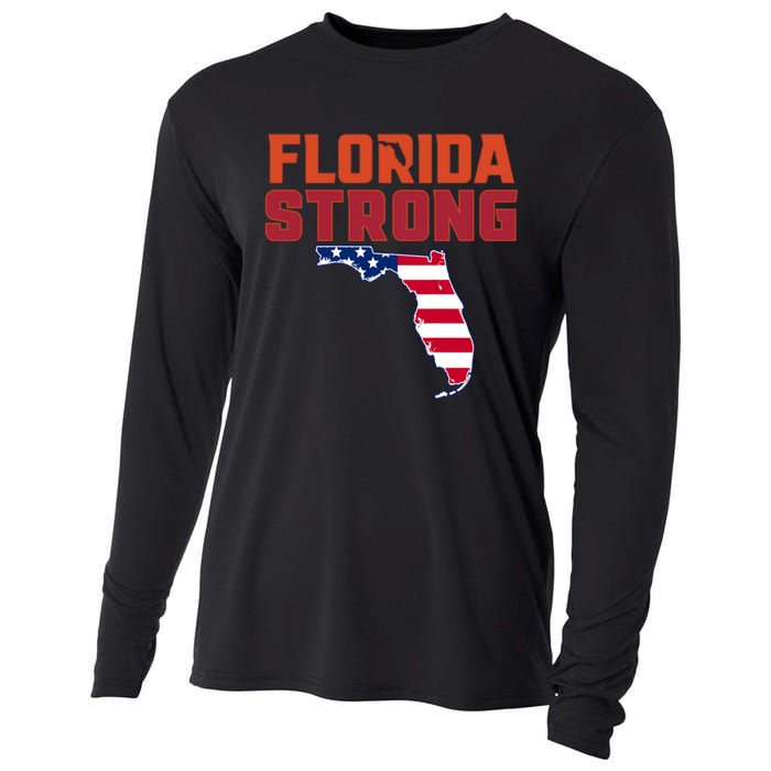 Florida Strong Hurricane Ian Support Florida American Flag Cooling Performance Long Sleeve Crew