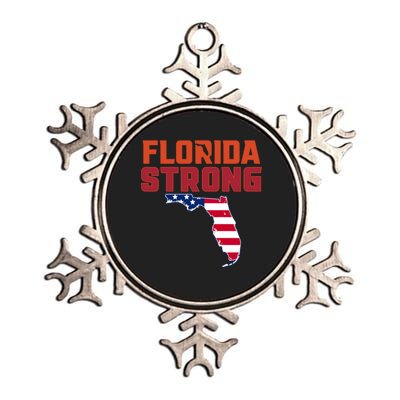 Florida Strong Hurricane Ian Support Florida American Flag Metallic Star Ornament