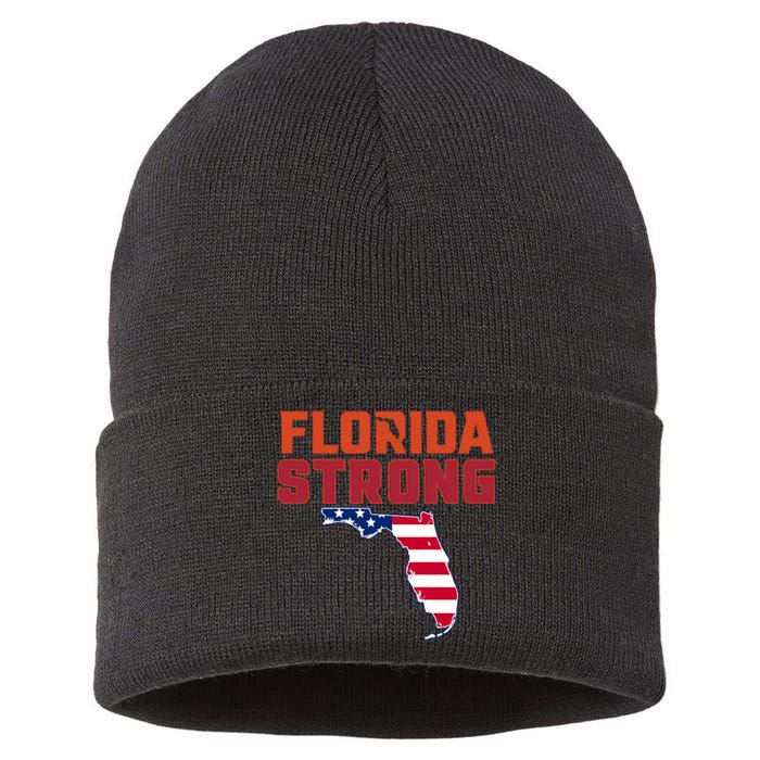 Florida Strong Hurricane Ian Support Florida American Flag Sustainable Knit Beanie