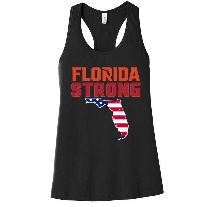 Florida Strong Hurricane Ian Support Florida American Flag Women's Racerback Tank