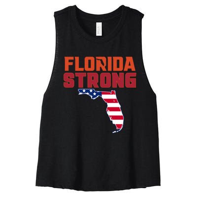 Florida Strong Hurricane Ian Support Florida American Flag Women's Racerback Cropped Tank