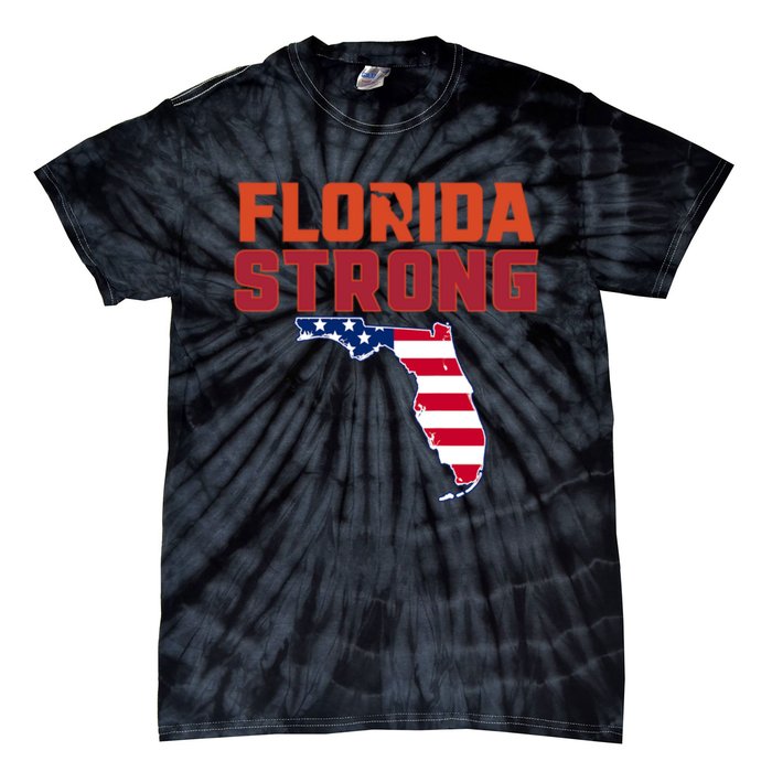 Florida Strong Hurricane Ian Support Florida American Flag Tie-Dye T-Shirt