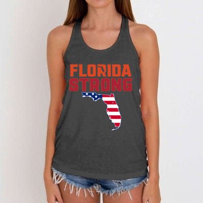 Florida Strong Hurricane Ian Support Florida American Flag Women's Knotted Racerback Tank