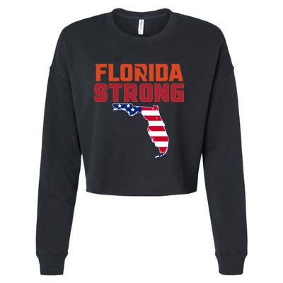 Florida Strong Hurricane Ian Support Florida American Flag Cropped Pullover Crew