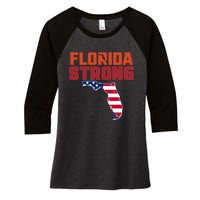 Florida Strong Hurricane Ian Support Florida American Flag Women's Tri-Blend 3/4-Sleeve Raglan Shirt