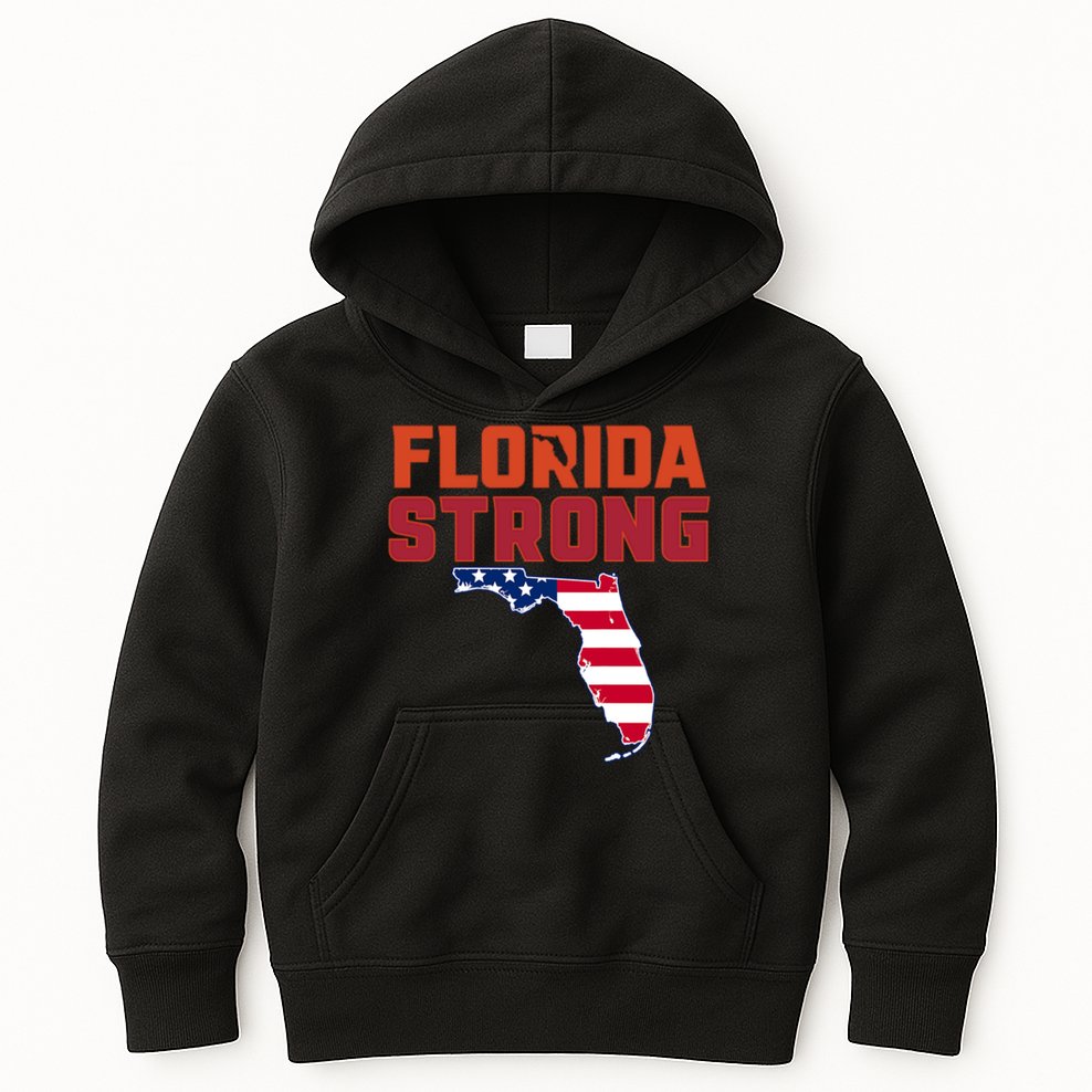 Florida Strong Hurricane Ian Support Florida American Flag Kids Hoodie
