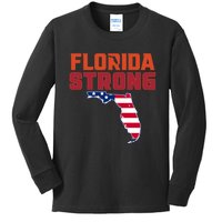 Florida Strong Hurricane Ian Support Florida American Flag Kids Long Sleeve Shirt