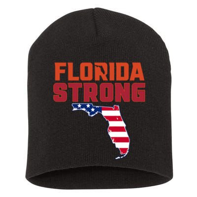 Florida Strong Hurricane Ian Support Florida American Flag Short Acrylic Beanie