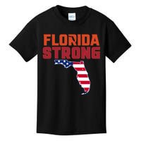 Florida Strong Hurricane Ian Support Florida American Flag Kids T-Shirt