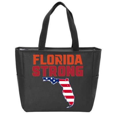 Florida Strong Hurricane Ian Support Florida American Flag Zip Tote Bag