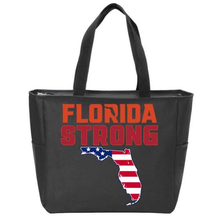 Florida Strong Hurricane Ian Support Florida American Flag Zip Tote Bag