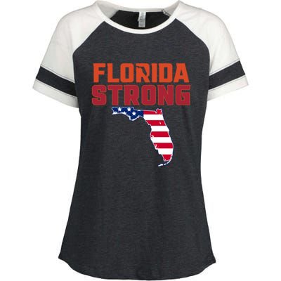 Florida Strong Hurricane Ian Support Florida American Flag Enza Ladies Jersey Colorblock Tee