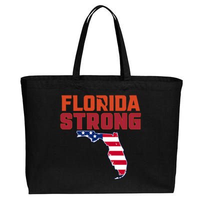 Florida Strong Hurricane Ian Support Florida American Flag Cotton Canvas Jumbo Tote