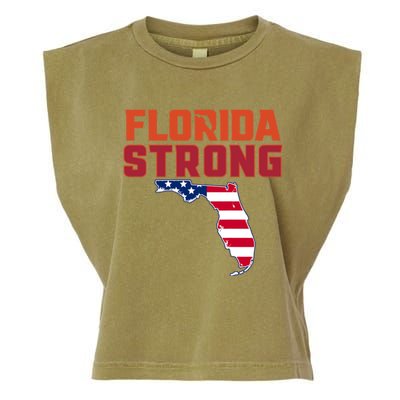 Florida Strong Hurricane Ian Support Florida American Flag Garment-Dyed Women's Muscle Tee