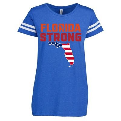 Florida Strong Hurricane Ian Support Florida American Flag Enza Ladies Jersey Football T-Shirt