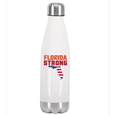 Florida Strong Hurricane Ian Support Florida American Flag Stainless Steel Insulated Water Bottle