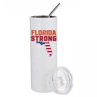 Florida Strong Hurricane Ian Support Florida American Flag Stainless Steel Tumbler