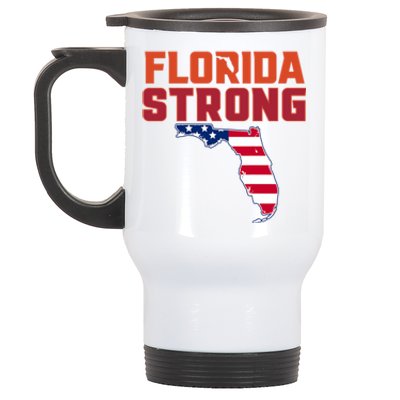 Florida Strong Hurricane Ian Support Florida American Flag Stainless Steel Travel Mug