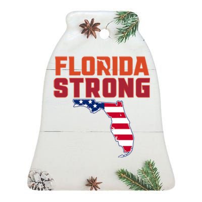 Florida Strong Hurricane Ian Support Florida American Flag Ceramic Bell Ornament