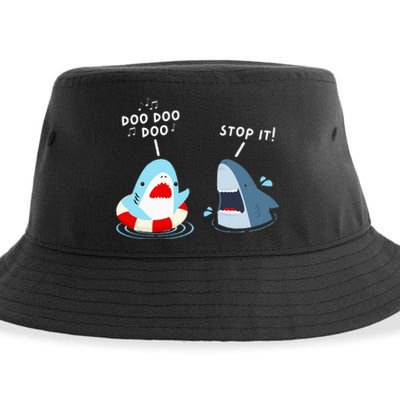 Funny Shark Humor Shark Singing Meme Style Sustainable Bucket Hat