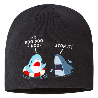 Funny Shark Humor Shark Singing Meme Style Sustainable Beanie