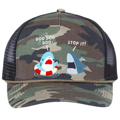 Funny Shark Humor Shark Singing Meme Style Retro Rope Trucker Hat Cap