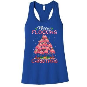 Flamingo Santa Hat Reindeer Xmas Merry Flocking Christmas Gift Women's Racerback Tank