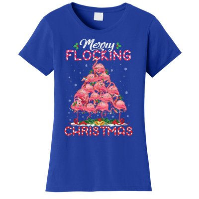 Flamingo Santa Hat Reindeer Xmas Merry Flocking Christmas Gift Women's T-Shirt