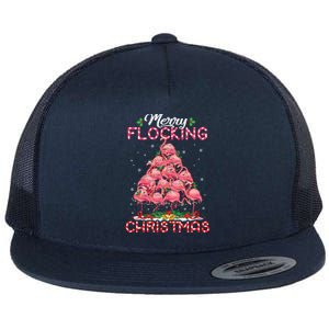 Flamingo Santa Hat Reindeer Xmas Merry Flocking Christmas Gift Flat Bill Trucker Hat