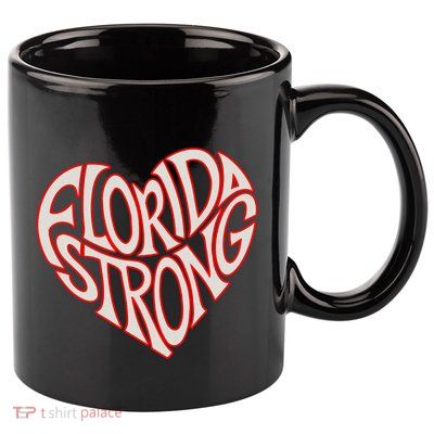 Florida Strong Heart State Pride Typography 11oz C Handle Ceramic Mug