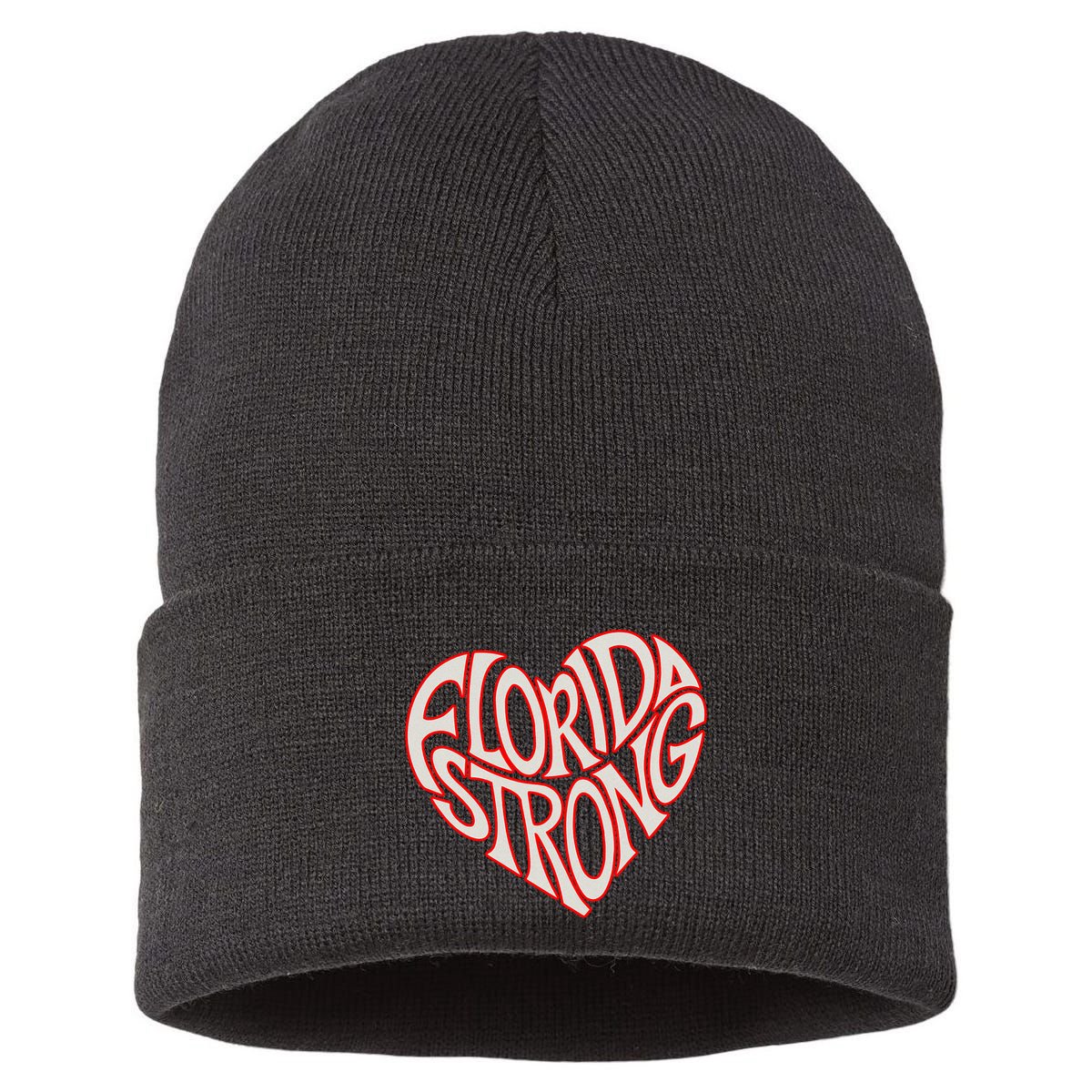 Florida Strong Heart State Pride Typography Sustainable Knit Beanie