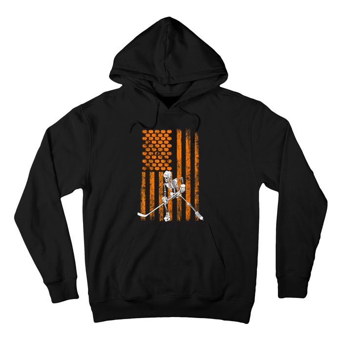 Funny Skeleton Halloween Ice Hockey Player Fan Gift Hoodie