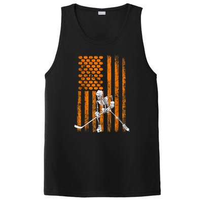 Funny Skeleton Halloween Ice Hockey Player Fan Gift PosiCharge Competitor Tank