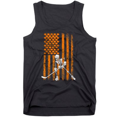 Funny Skeleton Halloween Ice Hockey Player Fan Gift Tank Top