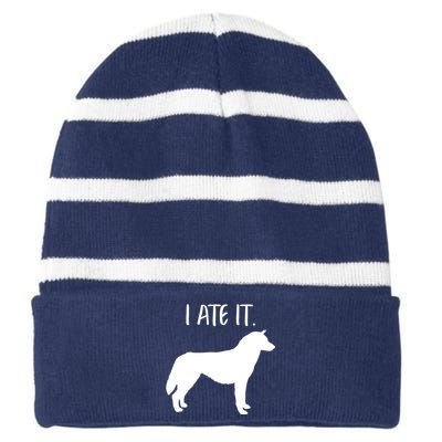 Funny Siberian Husky Dog Dad Mom Owner Lover Striped Beanie with Solid Band