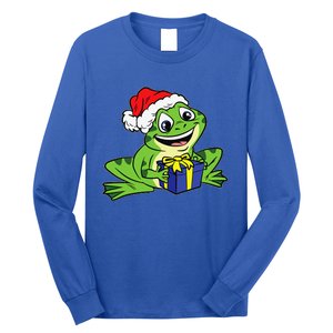 Frog Santa Hat Christmas Pajama Cute Animal XMas Holiday Long Sleeve Shirt