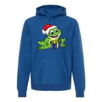 Frog Santa Hat Christmas Pajama Cute Animal XMas Holiday Premium Hoodie