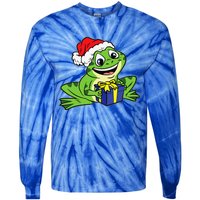 Frog Santa Hat Christmas Pajama Cute Animal XMas Holiday Tie-Dye Long Sleeve Shirt