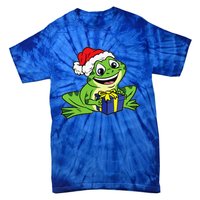 Frog Santa Hat Christmas Pajama Cute Animal XMas Holiday Tie-Dye T-Shirt