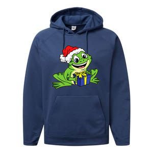 Frog Santa Hat Christmas Pajama Cute Animal XMas Holiday Performance Fleece Hoodie