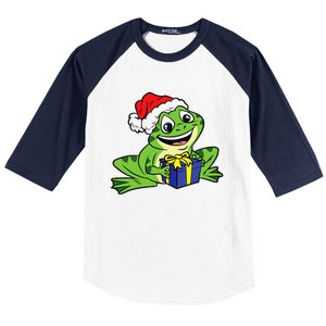 Frog Santa Hat Christmas Pajama Cute Animal XMas Holiday Baseball Sleeve Shirt