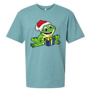 Frog Santa Hat Christmas Pajama Cute Animal XMas Holiday Sueded Cloud Jersey T-Shirt