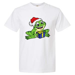 Frog Santa Hat Christmas Pajama Cute Animal XMas Holiday Garment-Dyed Heavyweight T-Shirt