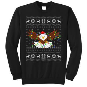 Funny Santa Hat Bald Eagle Xmas Lighting Ugly Bald Eagle Christmas Gift Sweatshirt