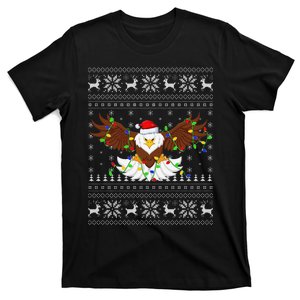 Funny Santa Hat Bald Eagle Xmas Lighting Ugly Bald Eagle Christmas Gift T-Shirt