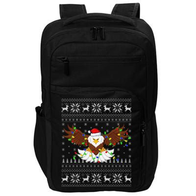 Funny Santa Hat Bald Eagle Xmas Lighting Ugly Bald Eagle Christmas Gift Impact Tech Backpack